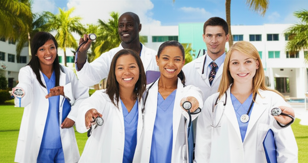 Generate a high-quality, relevant image prompt for an article about: How To Get Into Caribbean Medic