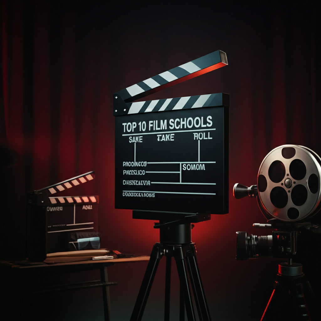 Generate a high-quality, relevant image prompt for an article about: Top 10 Film Schools: Your Stunn