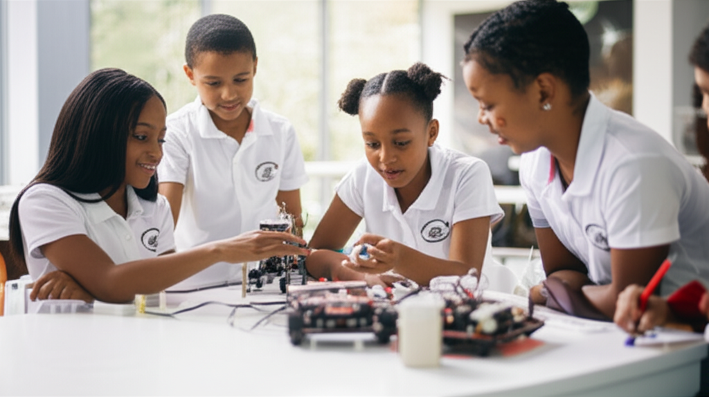 Generate a high-quality, relevant image prompt for an article about: REA Farms STEAM Academy: Stunni