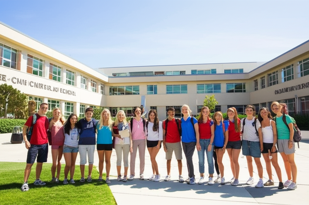 Generate a high-quality, relevant image prompt for an article about: Largest CA High Schools: Stunni