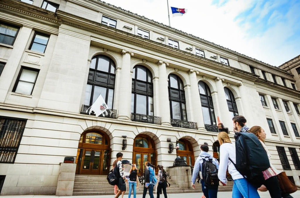 Generate a high-quality, relevant image prompt for an article about: Biggest NY High Schools: Stunni