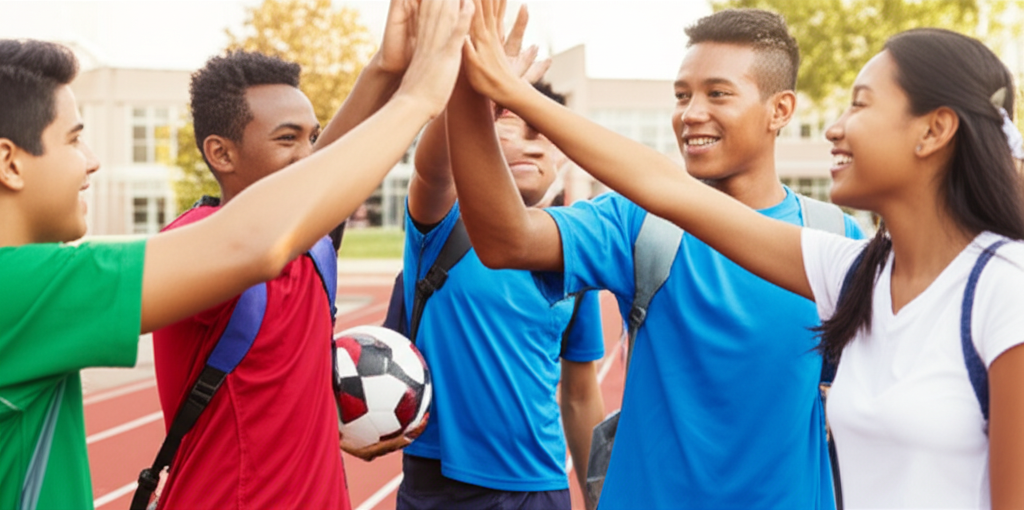 Generate a high-quality, relevant image prompt for an article about: 10 Reasons: High School Sports