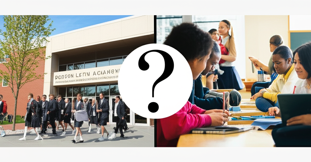 Generate a high-quality, relevant image prompt for an article about: Boston Latin Academy vs. School