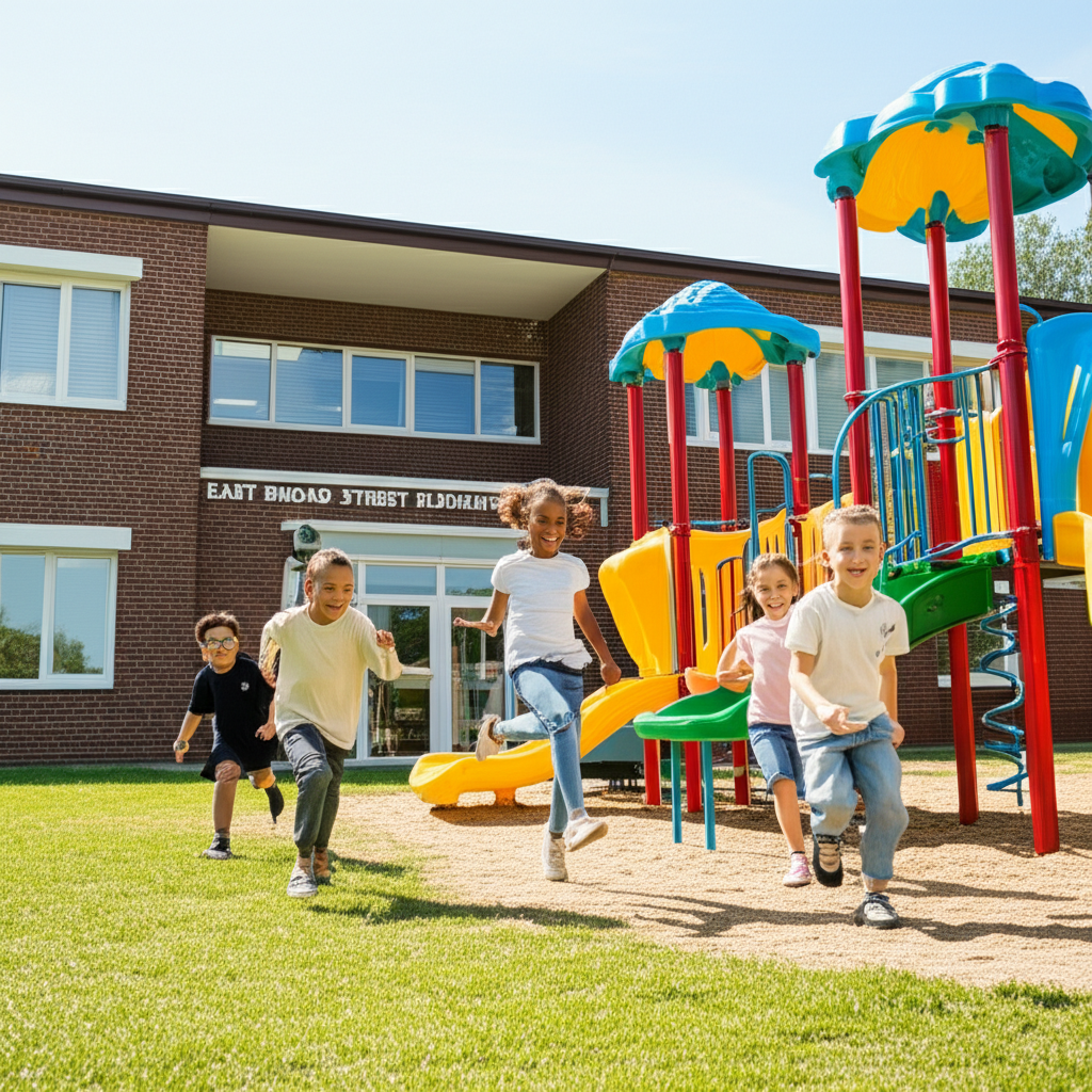 Generate a high-quality, relevant image prompt for an article about: East Broad Street Elementary: B