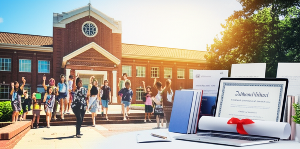 Generate a realistic, high-resolution featured image for a blog post about National Hills Elementary